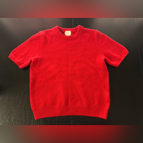 H&M Tops - H&M Bright Red Short-Sleeve Knit Sweater Top